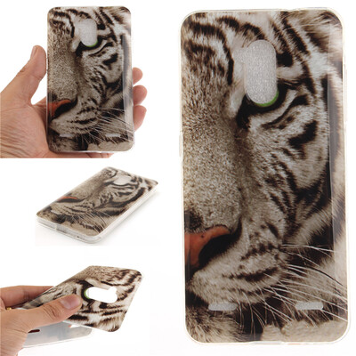 

White Tiger Pattern Soft Thin TPU Rubber Silicone Gel Case Cover for ZTE Blade V7 Lite