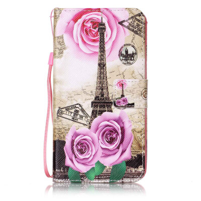 

Flower Tower Design PU Leather Flip Cover Wallet Card Holder Case for LG Stylus LS770