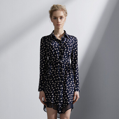 

Marc Rebecca Marc Rebecca temperament silk silk large size was thin silk silk dress 72008E possession of blue color L code
