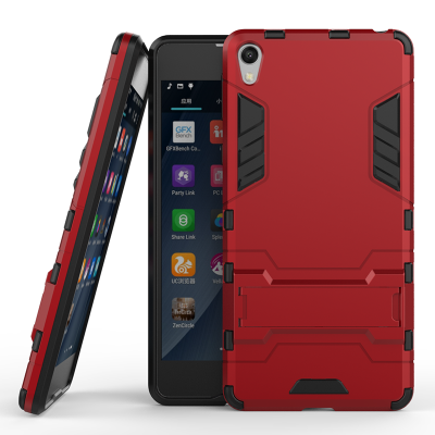 

Red Slim Robot Armor Kickstand Shockproof Hard Rugged Rubber Back Case For SONY Xperia E5