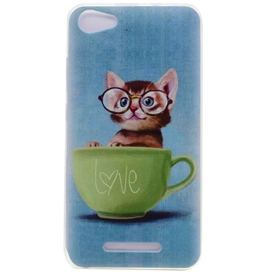 

Glasses cat Pattern Soft Thin TPU Rubber Silicone Gel Case Cover for WIKO Jerry