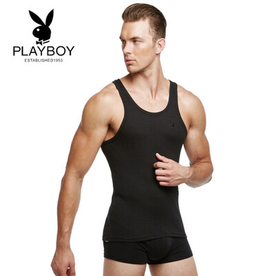 

Playboy (PLAYBOY) cotton male vest male stretch self-cultivation solid color vest movement base thin 7119 gray XXL