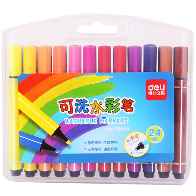 

Delicate deli 70658 can be washed 24 color watercolor pen painted pen thick triangular bar boxed