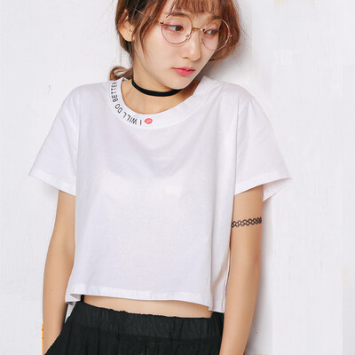 

City plus CITYPLUS art hollow stitching short paragraph loose large size short sleeve round neck t-shirt woman CWTD173364 white uniform