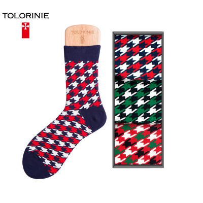 

[Jingdong Supermarket] TOLORINIE business men socks combed cotton color thousands of birds grid business men's cotton socks four seasons men socks in the tube socks [3 double] K7119M0011