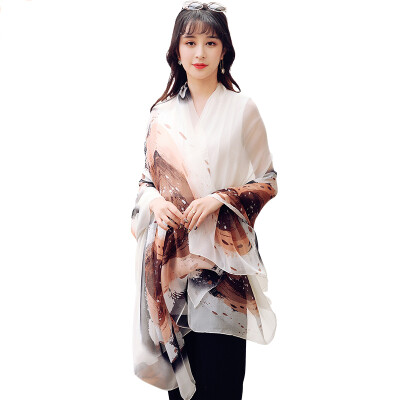 

Shanghai store (STORY Of SHANGHAI) lady silk scarf spring and summer silk silk scarf sunscreen shawl rice coffee