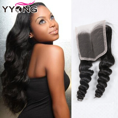 

4*4 Inch Lace Closure Malaysian Virgin Hair 3/Middle/Free Part Loose Wave Closure Bleached Knots Human Hair Closure YYONG Hair