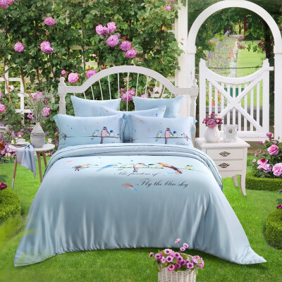 

BoYing Home Textiles BEYOND bed sets of products spring&summer new 100 double-sided Tencel four pieces of 18 meters bed birds birds twist 220 240cm