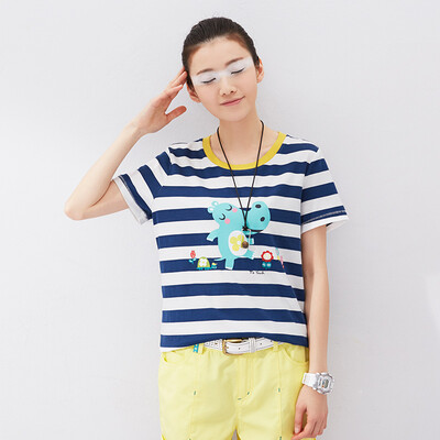 

Начало TOYOUTH 2017 Cartoon Print Leisure T-Shirt 8720131800 Blue White Stripe M