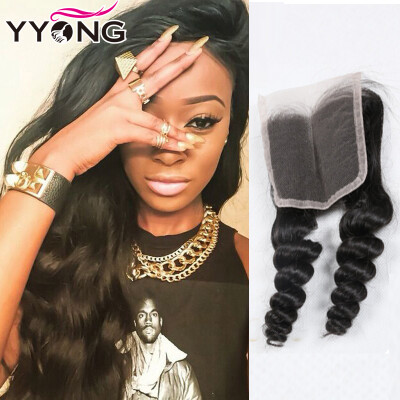 

Free Shipping Loose Wave 4"X4" Top Closure Slightly Bleached Knots 8A Grade Brazilian Virgin Hair Lace Closure YYONG Hair Company