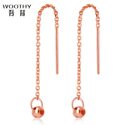 

My hair 18k gold earrings female models rose gold ear line small round beads K gold earrings long version of the ear line about 90mm