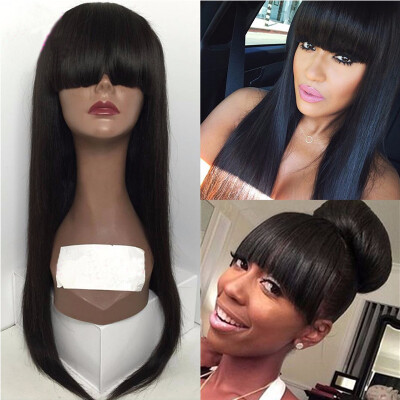 

Brazilian Hair Lace Front Human Hair Wigs with Bangs Glueless Straight Lace Front Wigs for Black Women