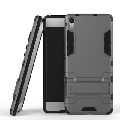 

Gray Slim Robot Armor Kickstand Shockproof Hard Rugged Rubber Back Case For SONY Xperia XA