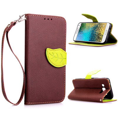 

Brown Design PU Leather Flip Cover Wallet Card Holder Case for Samsung Galaxy E5/E500F