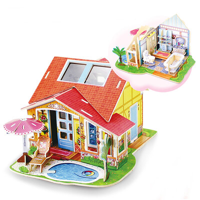 

【Jingdong Supermarket】 Yi Yin Yuan creative gifts toys 3D stereo puzzles parent-child DIY toys personalized assembly dream villa combination - bathroom furniture
