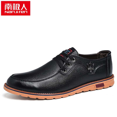 

Antarctic (Nanjiren) Men Casual Business Fashion Lace Leather Loafer Slip on Shoes Black