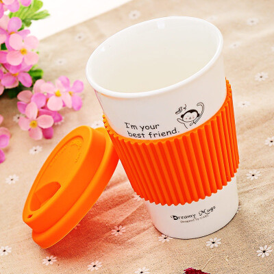 

【Jingdong supermarket】 porcelain soul creative ceramic couple coffee mug with lid holding water cup yellow monkey