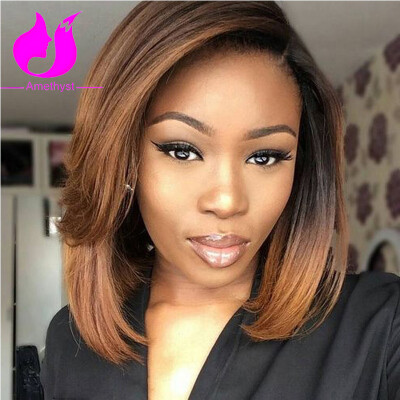 

Amethyst 8A Virgin Brazilian Human Hair Wigs 1b30 Ombre Color Short Bob Lace Front Wigs For Black Women