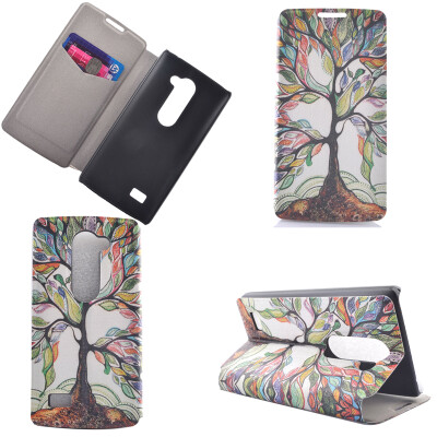 

Colorful Tree Design PU Leather Flip Cover Wallet Card Holder Case for LG Leon