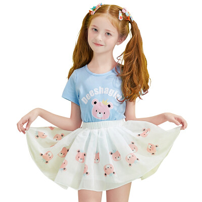 

Descartes DEESHA Girls' Set Cute Bear Korean Shirt Half Skirt Pants Set 711721902 Lightland 120