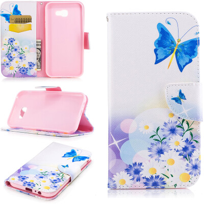 

Butterfly and flower Design PU Leather Flip Cover Wallet Card Holder Case for SAMSUNG Galaxy A7 2017