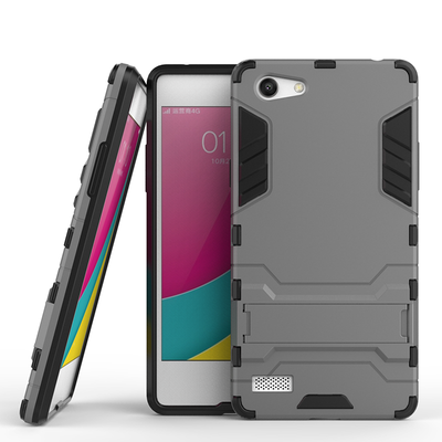 

Gray Slim Robot Armor Kickstand Shockproof Hard Rugged Rubber Back Case For OPPO A33