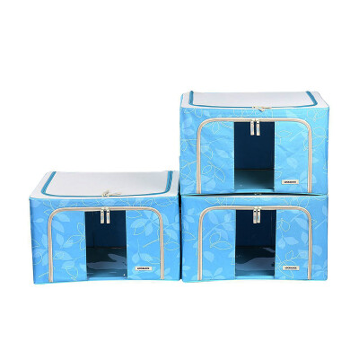 

Locks&buckles window type leaf storage box storage box folding Oxford cloth large car box clothing storage box three-piece LLB5158BLF003 blue 58L3