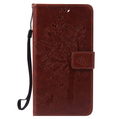 

Brown Tree Design PU Leather Flip Cover Wallet Card Holder Case for WIKO PULP FAB 4G