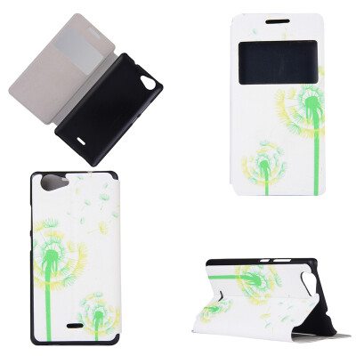 

Green Dandelion Design PU Leather Flip Cover Wallet Card Holder Case for Wiko Pulp