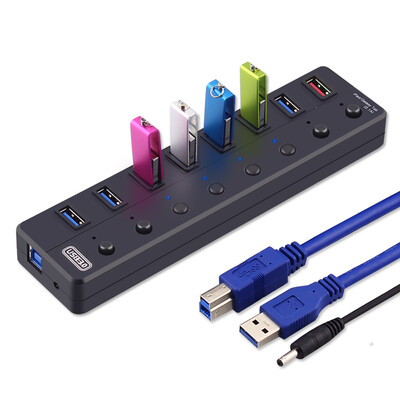 

IT-CEO 7 USB3.0 splitter + 2.1A зарядный порт высокоскоростное расширение перетаскивания более восьми интерфейсов конвертер ноутбук HUB концентратор черный W1HUB-8U3