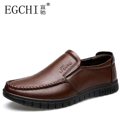 

Yichi EGCHI casual shoes men business shoes sets feet middle-aged shoes 36274 brown 43