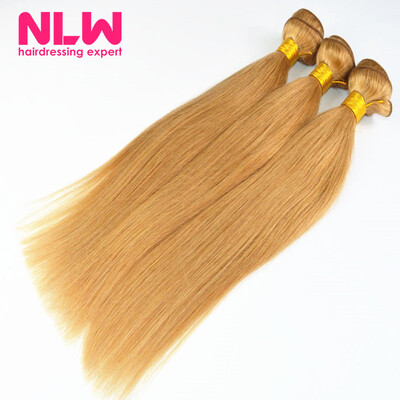 

NLW 10A Brazilian virgin human hair 3 bundles Silk straight hair extensions 27 Dark blonde color