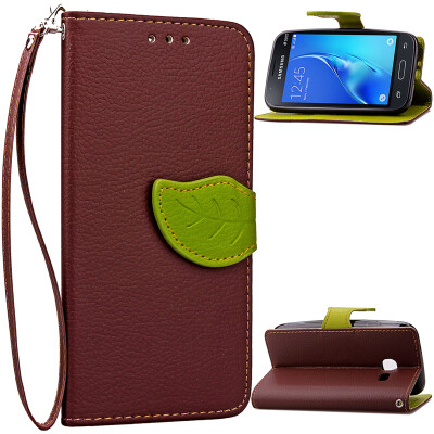 

Brown Design PU Leather Flip Cover Wallet Card Holder Case for Samsung Galaxy J1 Mini