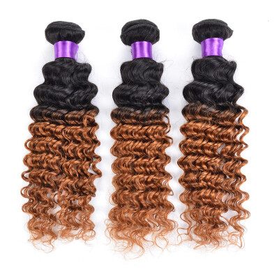 

7A Malaysian Virgin Hair Ombre Deep Wave Cheap 1 Bundle Ombre Malaysian Deep Curly Hair Weave Two Tone human hair