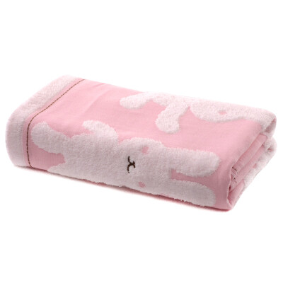 

Matt towel home textile exports Japanese products cotton yarn-dyed jacquard happy snow rabbit children gauze bath towel towel pink 60 120cm