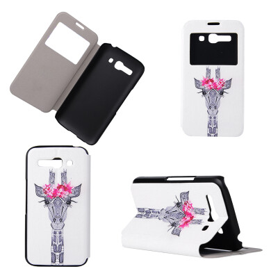 

Giraffe Design PU Leather Flip Cover Wallet Card Holder Case for Alcatel One Touch Pop C9