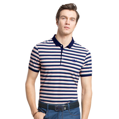 

Camel (CAMEL) men's summer fashion Korean business straight stripes polo short sleeve T-shirt X7B201211 light green L