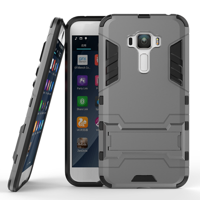 

Gray Slim Robot Armor Kickstand Shockproof Hard Rugged Rubber Back Case For ASUS Zenfone ZD552KL