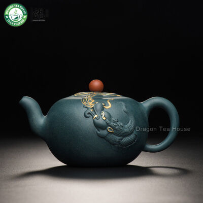 

Handmade Golden Dragon Chasing Red Ball Yixing Zisha Clay Teapot 380ml 12.84 oz