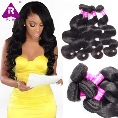 

RUIJIA Hair Products Body Wave 4pcs 3pcs Indian Virgin Hair Raw Indian Body Wave Virgin Hair Unprocessed Human Hair Weave Bundles