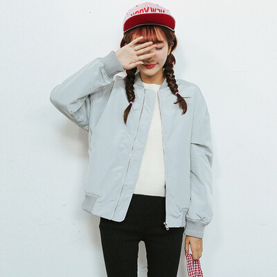 

City plus CITYPLUS casual loose long-sleeved collar baseball clothing jacket CWWT172272 gray uniform