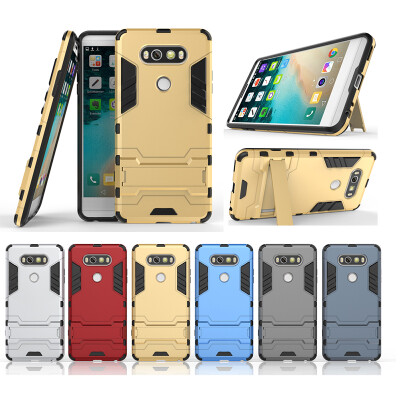 

Gold Slim Robot Armor Kickstand Shockproof Hard Rugged Rubber Back Case For LG V20