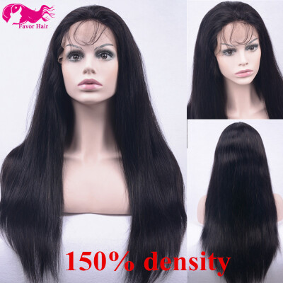 

Favor Hair Glueless Full Lace Wigs With Baby Hair 150 Density Silky Straight Brazilian Human Hair Lace Wigs