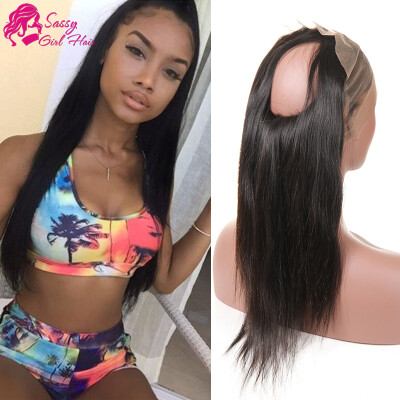 

Straight 360 Lace Frontal Closure Pre Plucked Mongolian 360 Lace Virgin Hair Lace Band Frontals Bleached Knots 22x4x2 Human Hair