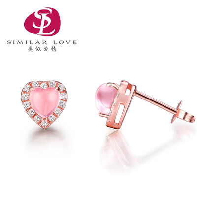 

Similar to the love of the S925 heart-shaped hibiscus stone ear nail love gift earrings