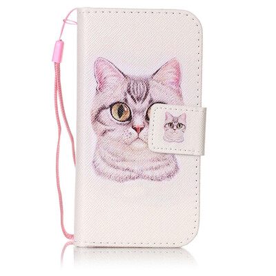 

Short Hair Cat Design PU Leather Flip Cover Wallet Card Holder Case for Apple iPod Touch 5