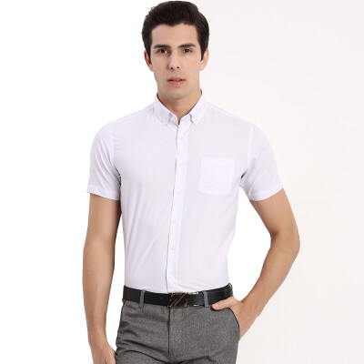 

Acacia bird xiangsiniao short-sleeved shirt men's solid color business casual small collar buckle collar collar collar short-sleeved shirt W1 white 165 / 84A