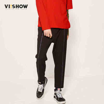 

Weighing (viishow) jogging pants casual pants male alphabet sports long pants tide feet pants KC1125171 black