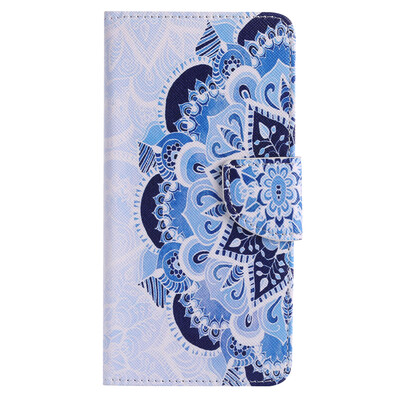 

Blue Flower Design Кожа PU откидной крышки Кошелек Карты Держатель чехол для SAMSUNG J7Prime
