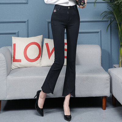 

KuoyiHouse 0039 17 new black jeans female stretch micro-bell pants female pants pants separate burnt Slim spring high waist large size black